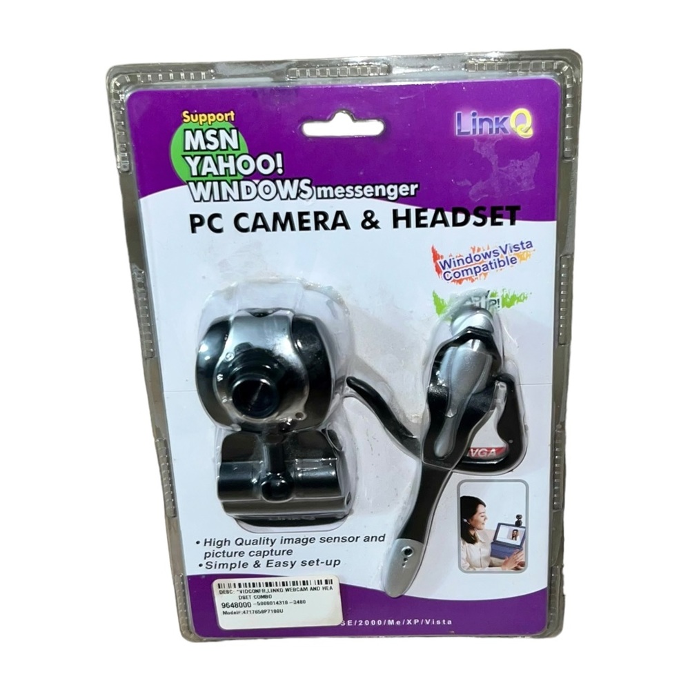 LinkQ PC Camera & Headset Supports MSN Yahoo Windows Messenger New In Box Rare